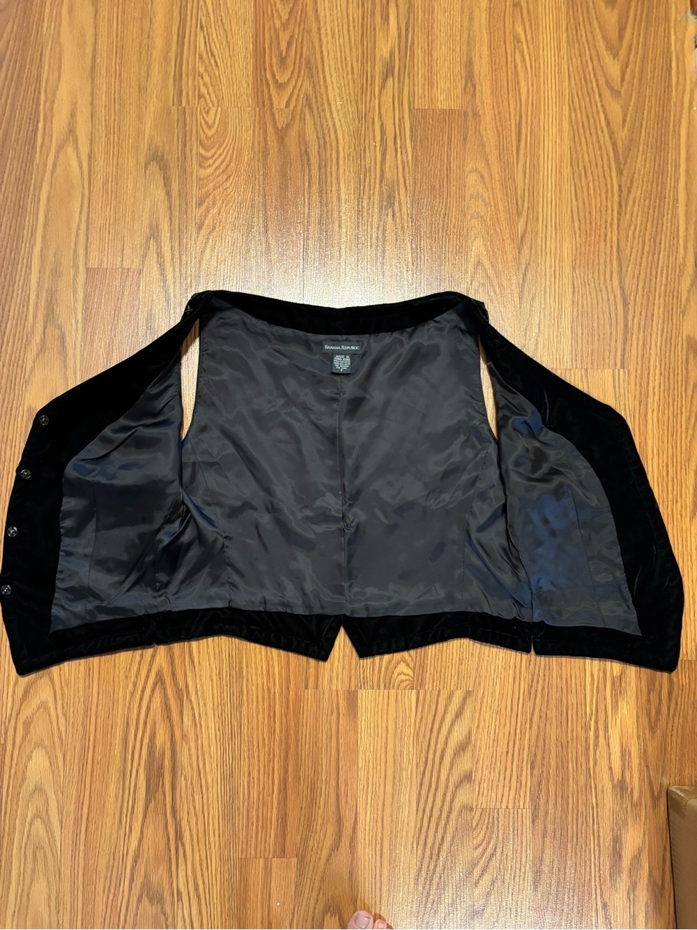 Vintage Banana Republic Black Velvet Beaded Sleeveless Vest - Picture 5 of 10
